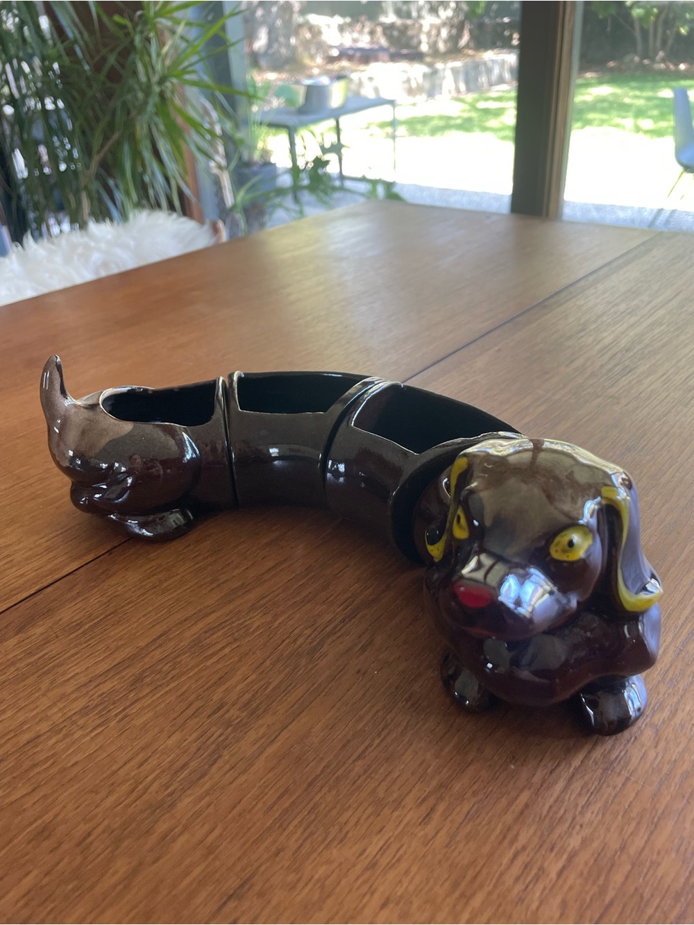 Dachshund Ceramic Storage Set 4 Pc Brown Mid Century Vtg Japan